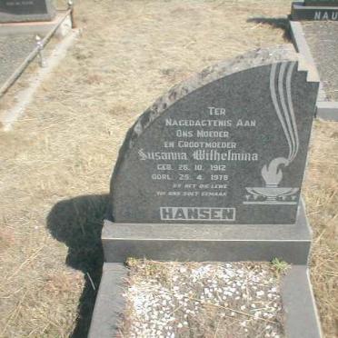 HANSEN Susanna Wilhelmina 1912-1978