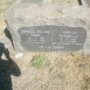 HARPE Charles William Henry, De La 1885-1985 &amp; Cornelia Petronella 1908-1999