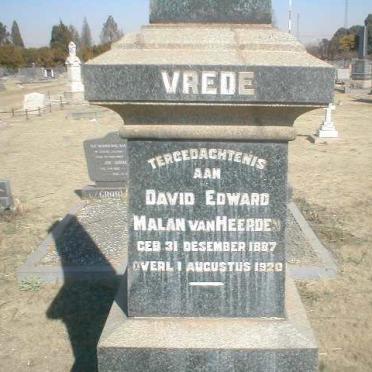 HEERDEN David Edward Malan, van 1887-1920