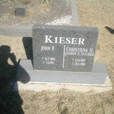 KIESER John P. 1886 -1951 &amp; Christiena H. nee JANSEN V. VUUREN 1907-§988