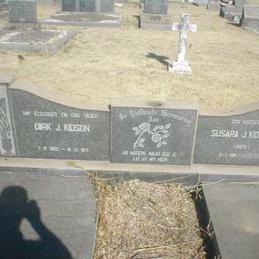 KIDSON Dirk J. 1905-1971 &amp; Susara J. BRITZ 1914-1976