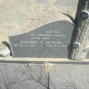 KLERK Johannes G, de 1892-1967
