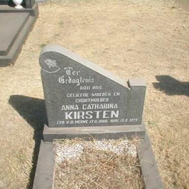 KIRSTEN Anna Catharina nee V. D. MERWE 1899-1975