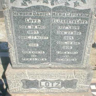 LÖTZ Hendrik Daniel 1857-1940 &amp; Maria Catharina Elizabeth LOUW 1864-1938