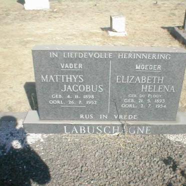 LABUSCHAGNE Matthys Jacobus 1898-1952 &amp; Elizabeth Helena DU PLOOY 1893-1954