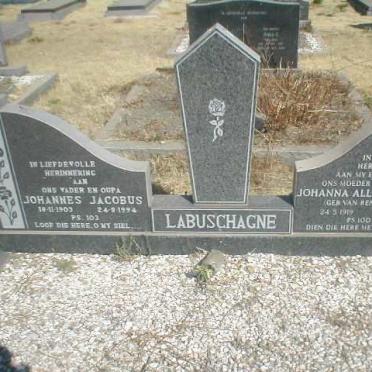 LABUSCHAGNE Johannes Jacobus 1903-1994 &amp; Johanna Alletta Janse VAN RENSBURG 1919-1986