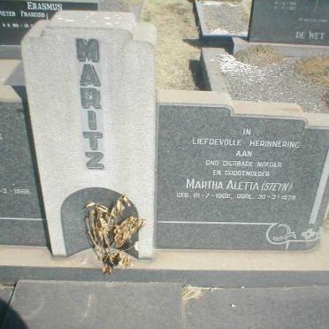 MARITZ Martha Aletta geb. STEYN 1902-1978