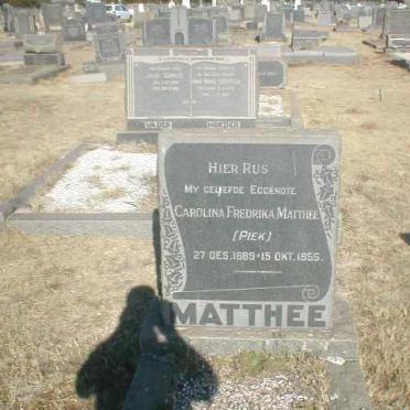 MATTHEE Carolina Fredrika geb. PIEK 1889-1955
