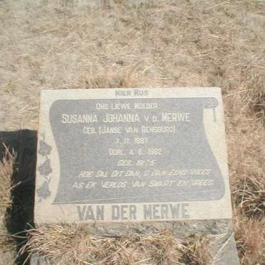 MERWE Susanna Johanna, van der  geb. JANSE VAN RENSBURG 1887-1962