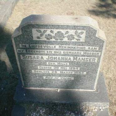 MANSER Susara Johanna nee MILLS 1894-1943