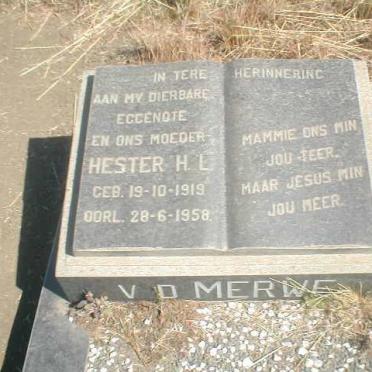 MERWE Hester H L, van der 1919-1958