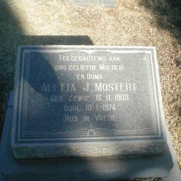 MOSTERT Aletta J. geb. LEWIS 1903-1974
