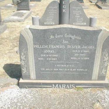 MARAIS Willem Francois Annas 1882-1967 &amp; Hester Jacoba DU TOIT 1886-1966
