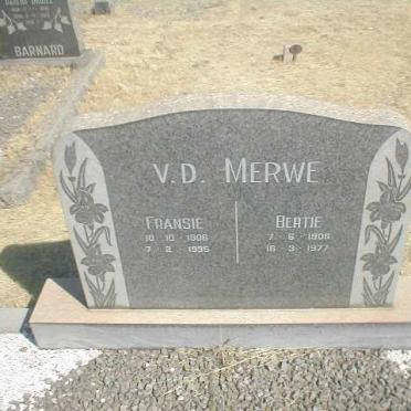 MERWE Fransie, v.d. 1906-1995, V.D. MERWE Bertie 1908-1977