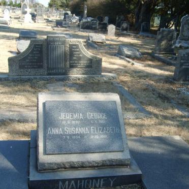 MAHONEY Jeremia George 1892-1951 &amp; Anna Susanna Elizabeth 1894-1981
