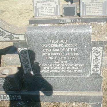 NAUDE Anna Margeretha nee FOURIE  1885-1954