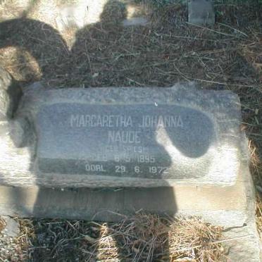 NAUDÉ  Margaretha Johanna geb. SPIES 1895-1972