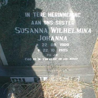 PLESSIS Susanna Wilhelmina Johanna, du 1909-1985
