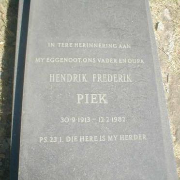 PIEK Hendrik Frederik 1913-1982