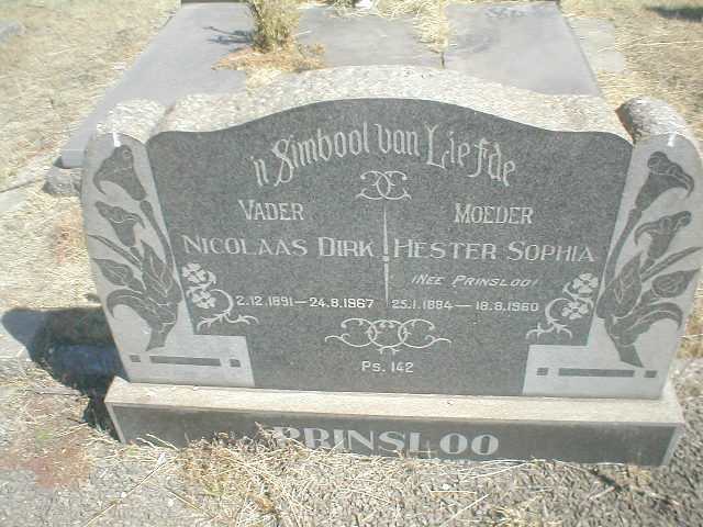 PRINSLOO Nicolaas Dirk 1891-1967 &amp; Hester Sophia 1884-1960
