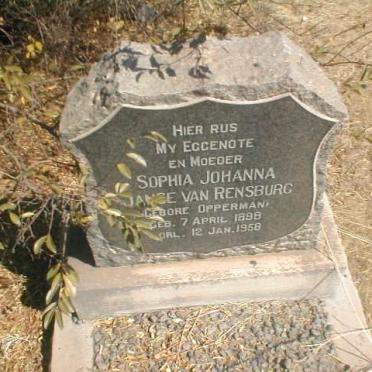 RENSBURG Sophia Johanna, Janse van  nee OPPERMAN 1898-1958