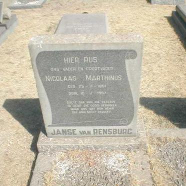 RENSBURG Nicolaas Marthinus, Janse van 1891-1967