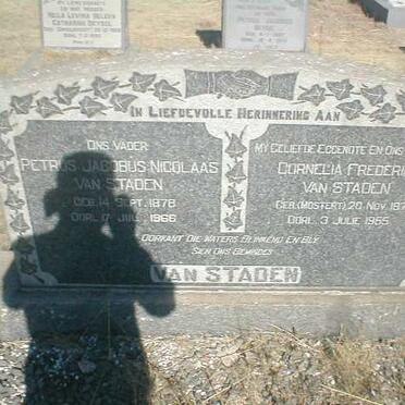 STADEN Petrus Jacobus Nicolaas, van 1878-1966 &amp; Cornelia Frederika MOSTERT 1878-1955