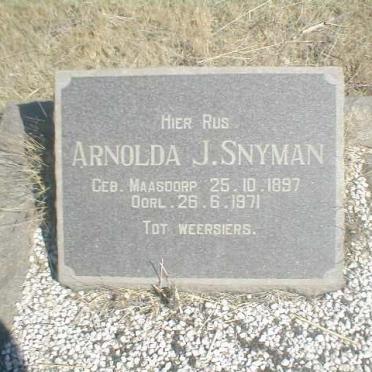 SNYMAN Arnolda J. geb. MAASDORP 1897-1971
