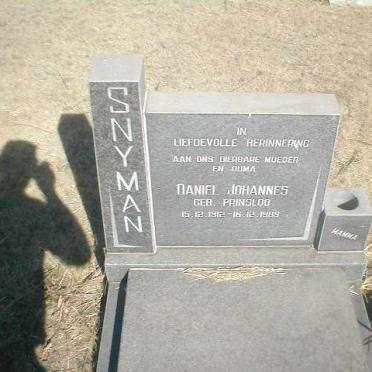 SNYMAN Daniel Johannes nee PRINSLOO 1912-1989