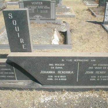 SQUIRE John Henry Pym 1894-1967 &amp; Johanna Hendrika 1903-1988