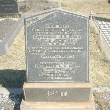 SMIT Antonie J.L. 1887-1944 &amp; Martha L.F. PRINSLOO 1889-1974