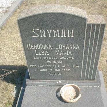SNYMAN Hendrika Johanna Elsie Maria geb. WESSELS 1904-1982