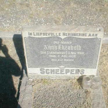 SCHEEPERS Anna Elizabeth nee LIEBENBERG 1868-1939