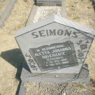 SEIMONS Aletta Johanna Duvenhage geb. ERASMUS 1910-1989