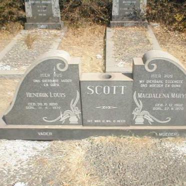 SCOTT Hendrik Louis 1890-1972 &amp; Magdalena Maryna 1902-1970