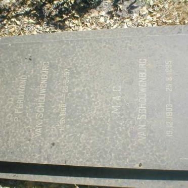 SCHOUWENBURG P. Ferdinand, van 1900-1971 &amp; M. A. C. 1903-1995