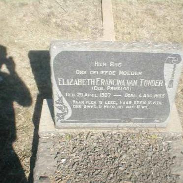 TONDER Elizabeth Francina, van nee PRINSLOO 1887-1955