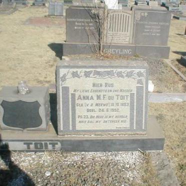 TOIT Anna M.F., du, nee V.D. MERWE 1883-1952