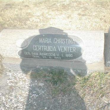 VENTER Maria Christina Gertruida nee VAN ASWEGEN 1880-1953