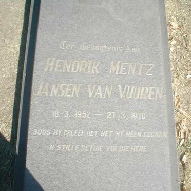 VUUREN Henrik Mentz, Jansen van 1952-1978