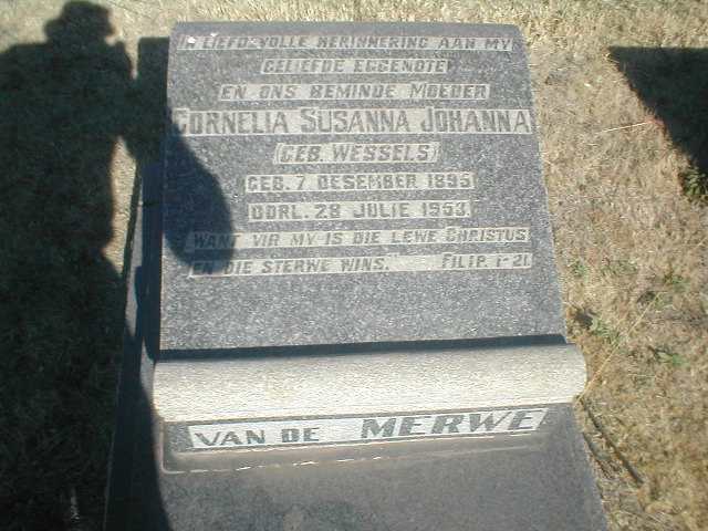 MERWE Cornelia Susanna Johanna, van de, nee WESSELS 1895-1953