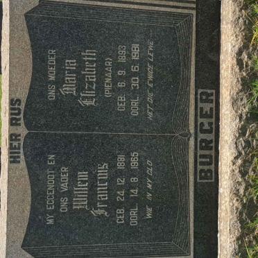 BURGER Willem Francois 1881-1965 &amp; Maria Elizabeth PIENAAR 1893-1981