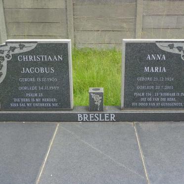 BRESLER Christiaan Jacobus 1905-1989 &amp; Anna Maria 1924-2001