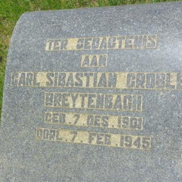 BREYTENBACH Carl Sibastian Grobler 1901-1945