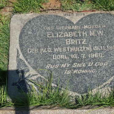 BRITZ Elizabeth M.W. nee V.D. WESTHUIZEN 188?-1960