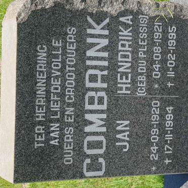 COMBRINK Jan 1920-1994 &amp; Hendrika DU PLESSIS 1921-1995