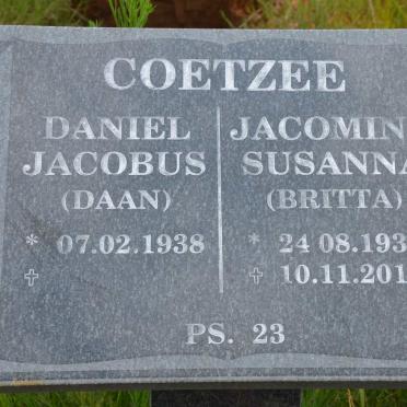 COETZEE Daniel Jacobus 1938- &amp; Jacomina Susanna 1937-2012