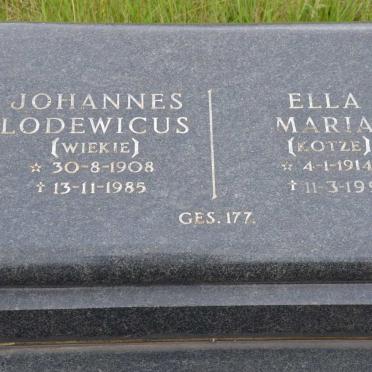 MERWE Johannes Lodewicus, van der 1908-1985 &amp; Ella Maria KOTZE 1914-1995