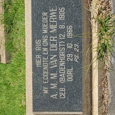 MERWE A.M.M., van der nee BADENHORST 1905-1966