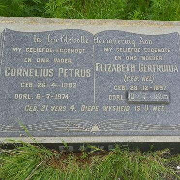 RABIE Cornelius Petrus 1882-1974 &amp; Elizabeth Gertruida NEL 1897-1985